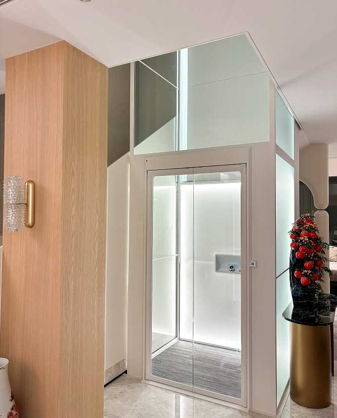 Glass elevator interior